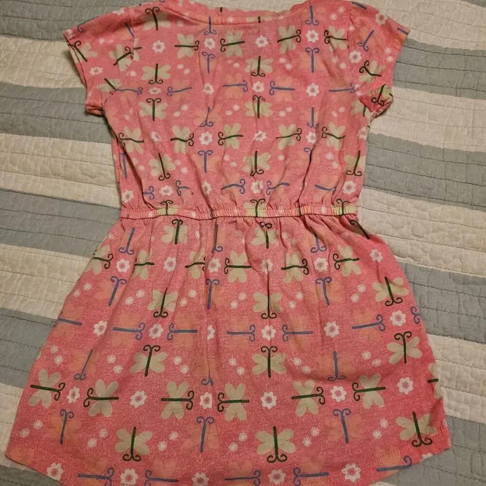 Bobbie Brooks Girls Dress Size S 6/6X Pink With Butterflies And Flowers LNC